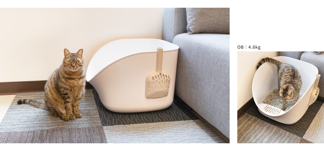 <strong>兼具人寵舒適與好清潔！</strong><strong> </strong> • 開放大空間，符合貓咪天性，如廁不壓迫 • 35cm高牆，防止貓砂、尿液外噴 • 一體成形，好清潔、不易藏污納垢 ※ 每組內容物：砂盆*1、8字踏板*1、8字砂鏟*1 ※ 附踏板與砂鏟，有兩色可選：奶茶杏、湖水藍